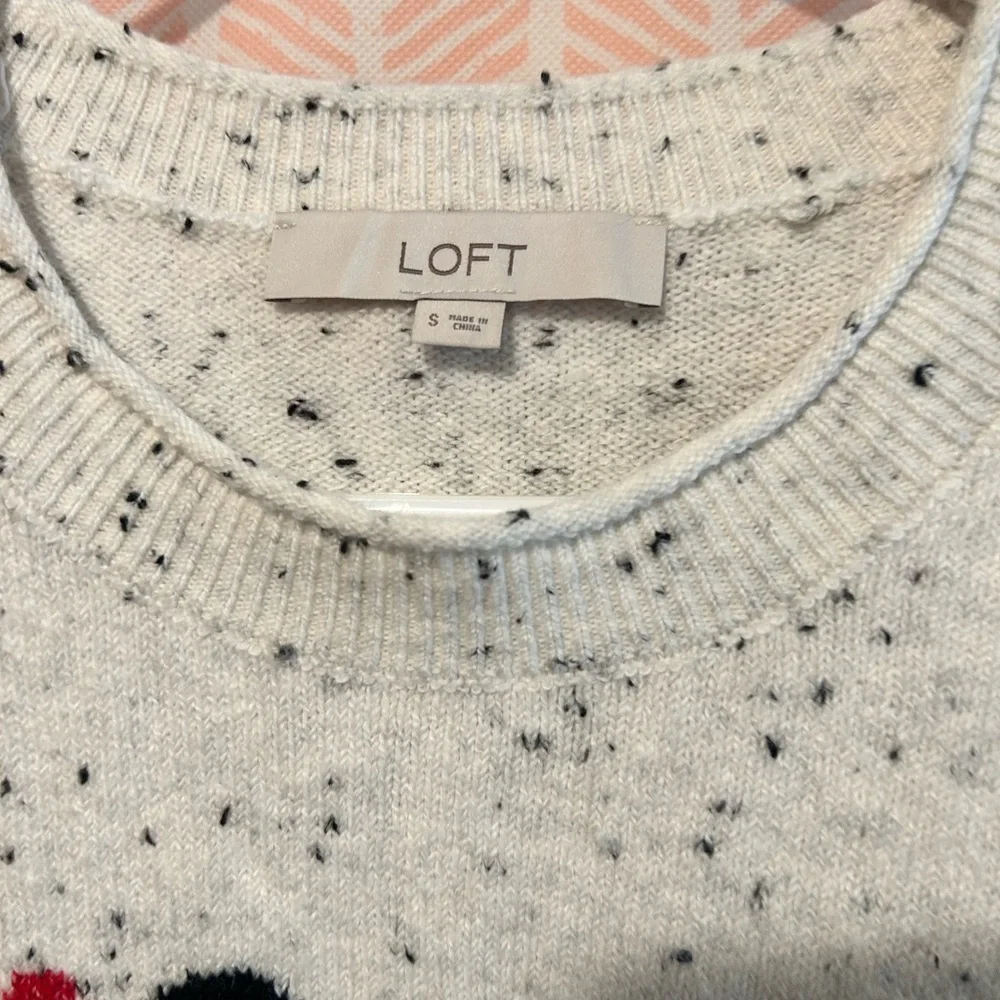 LOFT Cream Sweater with Black and Red 'I Snow' Design - Picture 2 of 2